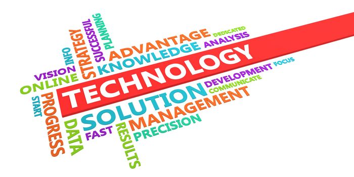 Technology Word Cloud Concept Isolated on White