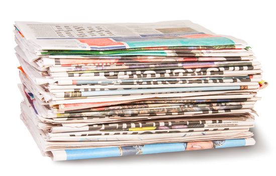 Stack Of Newspapers Isolated On White Background