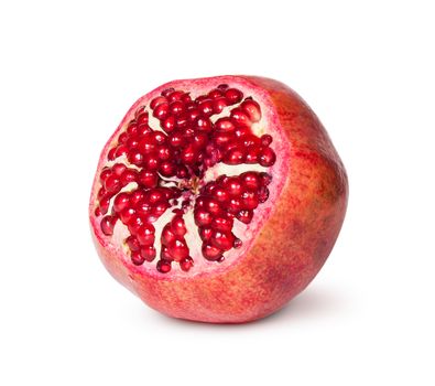 Bright Ripe Delicious Juicy Pomegranate Isolated On White Background
