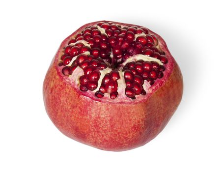 Delicious Exotic Pomegranate Fruit Isolated On White Background