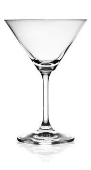 Empty martini glass isolated on white background