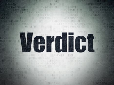 Law concept: Painted black word Verdict on Digital Data Paper background