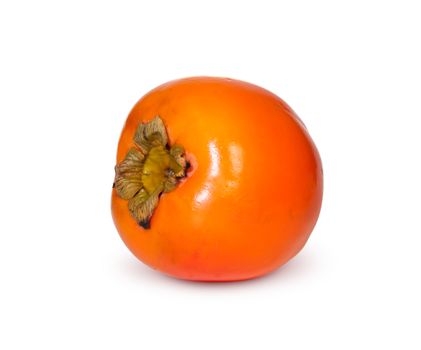 Fresh Ripe Orange Persimmon Isolated On White Background