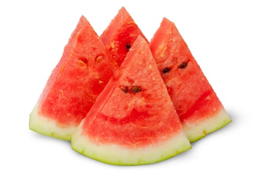 Four slices of ripe watermelon near isolated on white background
