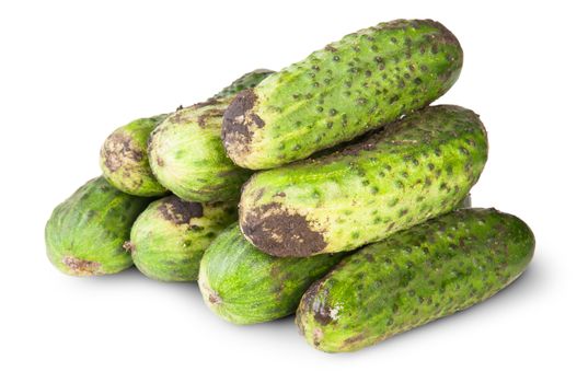 Fresh Dirty Cucumbers Isolated On White Background