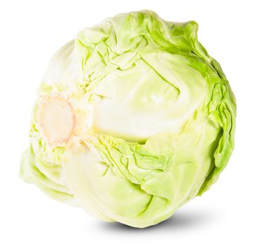Green Fresh Cabbage Rotated Isolated On White Background