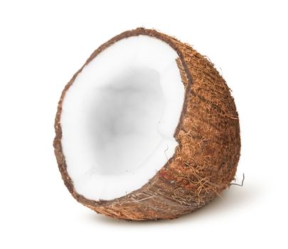 Half of coconut isolated on white background