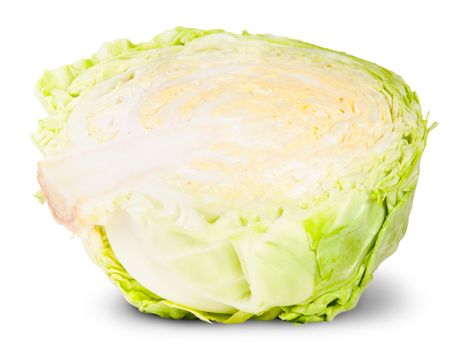Half Of Cabbage Isolated On White Background