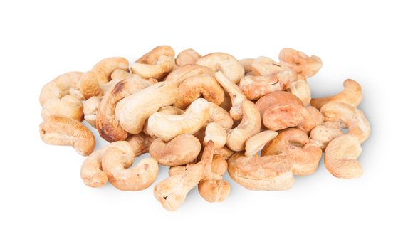 Heap Of Roasted Cashew Nuts Isolated On White Background
