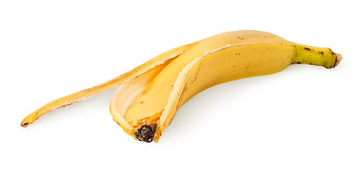 In front banana skin horizontally isolated on white background