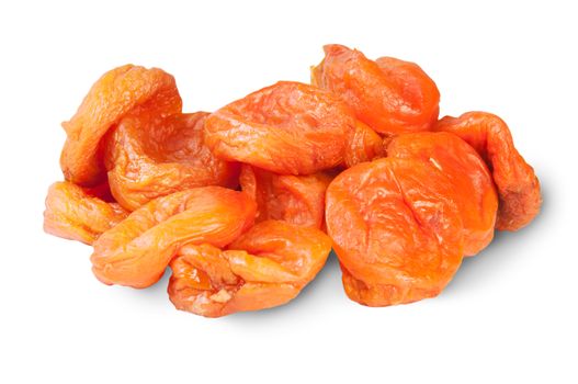 Heap Of Dried Apricots Isolated On White Background