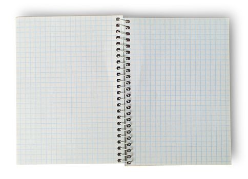 Open notebook for notes isolated on white background