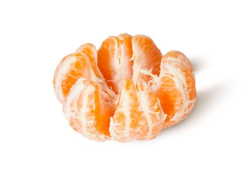 Peeled And The Broken Tangerine Top View Isolated On White Background