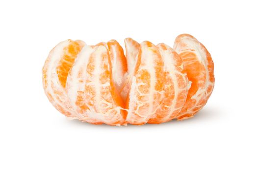 Peeled And The Broken Tangerine Isolated On White Background