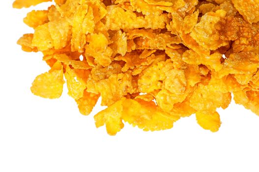 Part pile of corn flakes isolated on white background