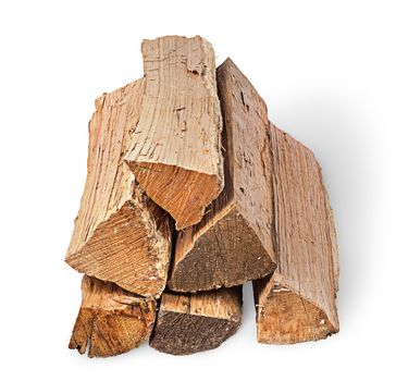 Pile of firewood sight along isolated on white background