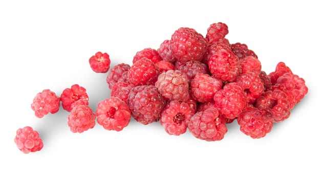 Pile Of Fresh Juicy Raspberries Isolated On White Background