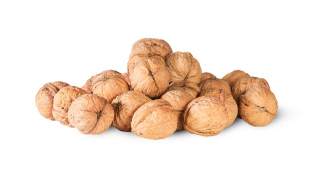 Pile Of Walnuts Isolated On White Background