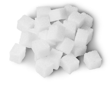 Pile Of Sugar Cubes On Top Isolated On White Background