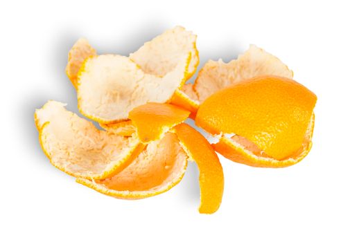 Pile Of Tangerine Peel Isolated On White Background