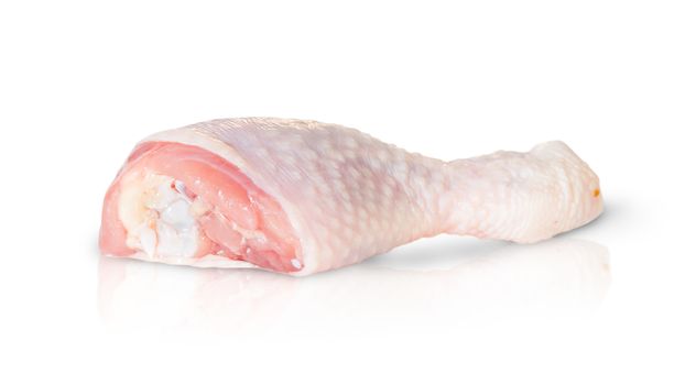 Raw Chicken Leg Isolated On White Background 