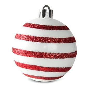 Red And White Christmas Ball Isolated On White Background
