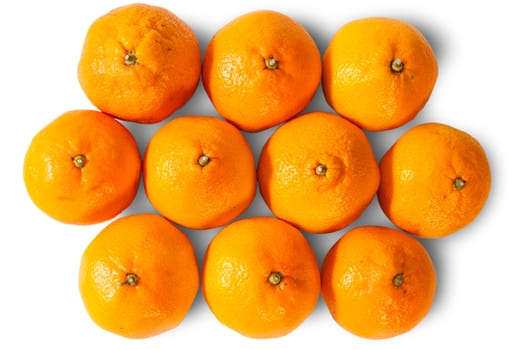 Ripe Juicy Orange Tangerines Isolated On White Background