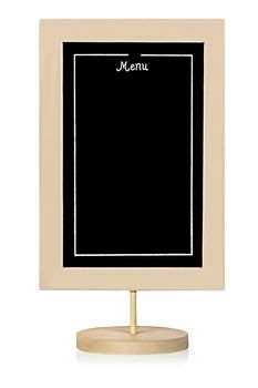 Restaurant menu board vertically isolated on white background