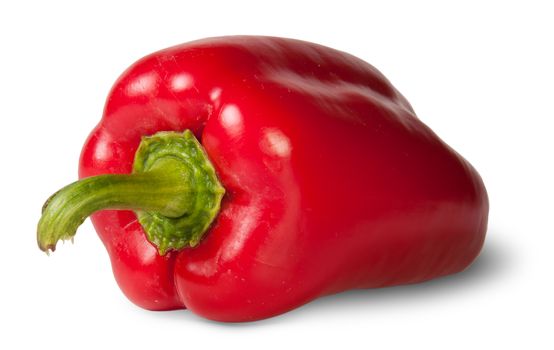 Red Bell Pepper Deployed Isolated On White Background