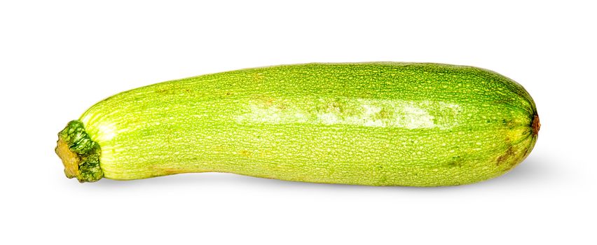 Single fresh courgette isolated on white background