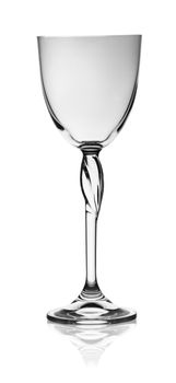 Single glass champagne glass isolated on white background