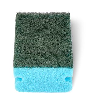 Single sponge for washing dishes perspective isolated on white background