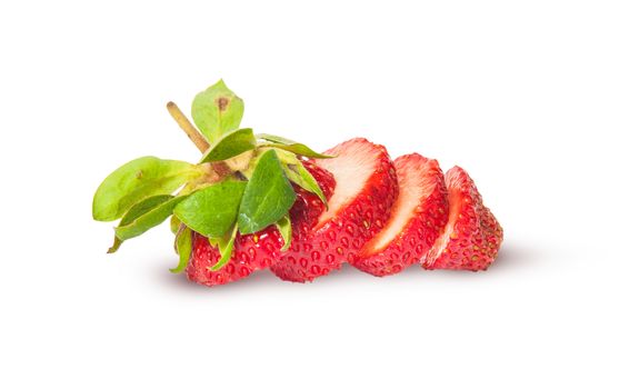 Sliced fresh juicy strawberries isolated on white background