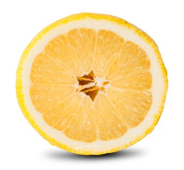 Slice Of Fresh Lemon Isolated On White Background