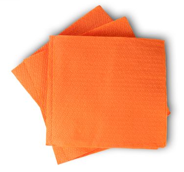 Some Blank Orange Paper Serviettes Isolated On White Background