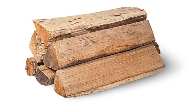 Stack of firewood rotated isolated on white background