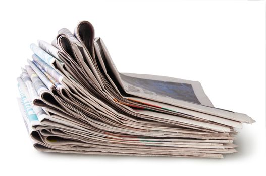 Stack Of Newspapers Isolated On White Background