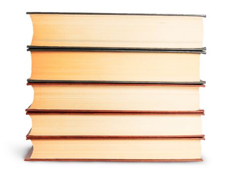 Stack Of Old Books Front View Isolated On White Background