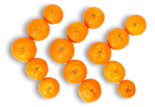 Three Arrows Of Tangerine Isolated On White Background