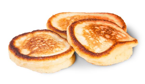 Three Sweet Pancakes Isolated On White Background