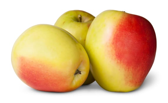 Three Red And Yellow Apple Isolated On White Background