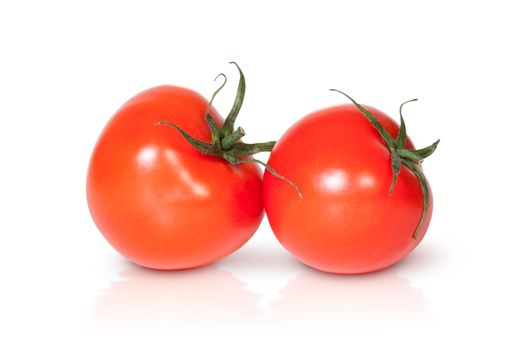 Two Fresh Red Tomato Rotated Isolated On White Background