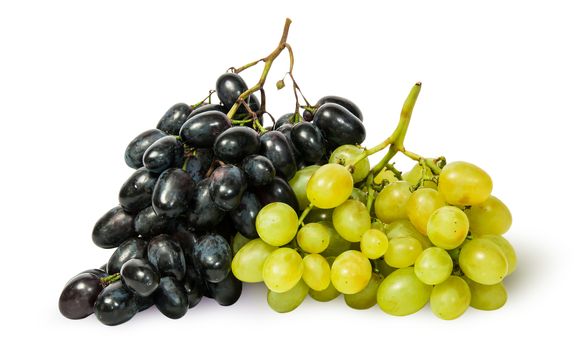 Two bunches of grapes isolated on white background
