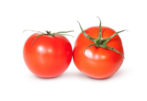 Two Fresh Red Tomato Isolated On White Background