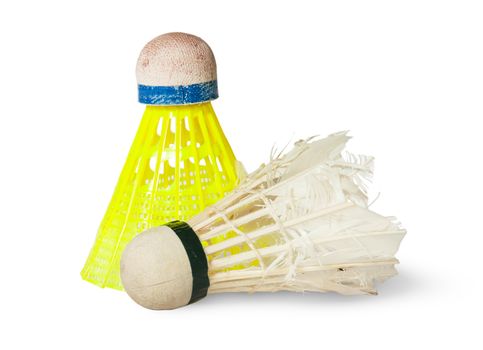 Two Old Badminton Shuttlecock Isolated On White Background