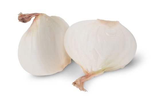 Two Halves Of Onion Isolated On White Backround