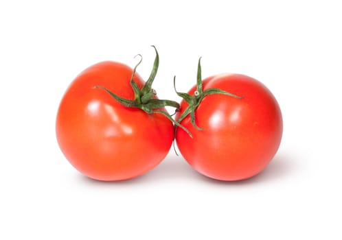 Two Red Ripe Tomatoes Isolated On White Background