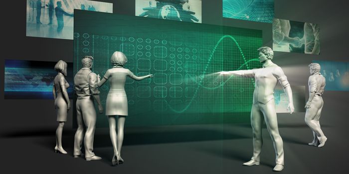 Business Analytics Concept with Virtual Presentation Background
