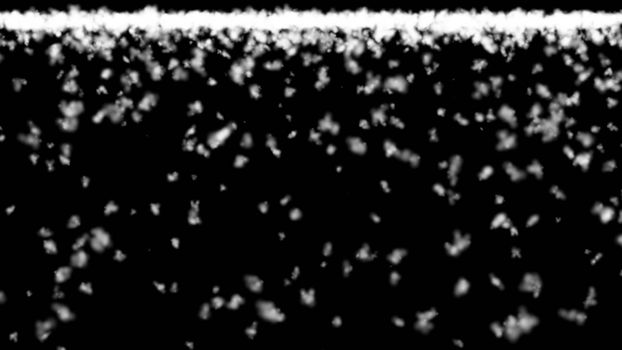 Abstract background with snow on black backdrop. 3d rendering