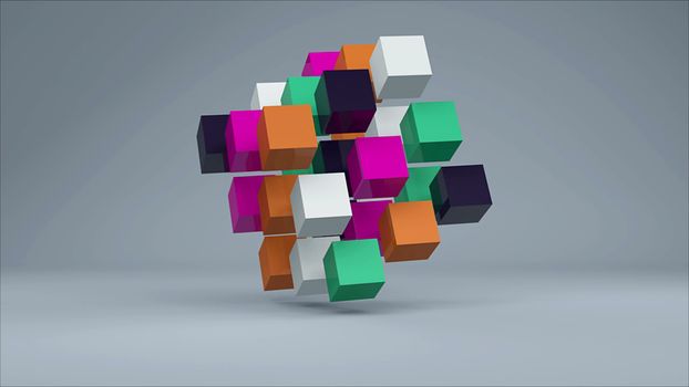 Abstract background with colorful cubes. 3d rendering